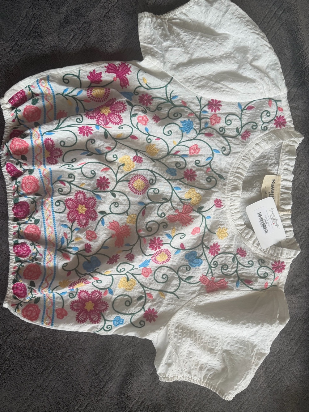 Savanna Jane White Embroidered Floral Top